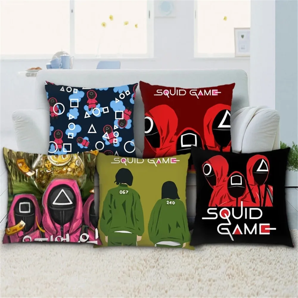 

Squid Game Cushion Covers Sofa Home Decorative The Real Kill Square Throw Pillow Cover 45x45cm Office Decorative Pillowcases