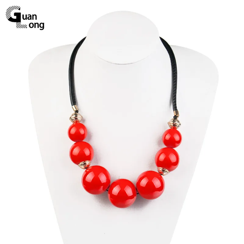 Женское Ожерелье из красного бисера GuanLong дизайнерское ожерелье акриловой смолы