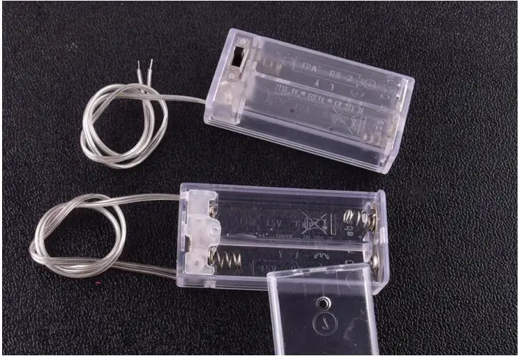

15pcs/lot 2 AA 3V Battery Holder Box Case With Switch New 2 AA 2A Batteries Holder Storage Box Case With Switch Lead Transparent