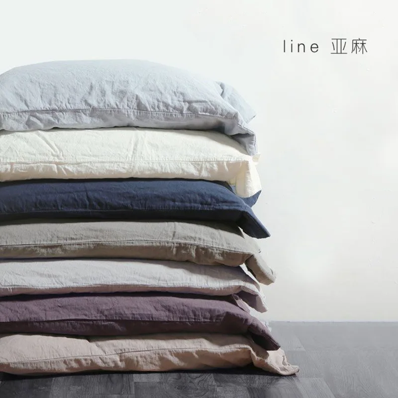 Stadard льняная 100% французская наволочка потертая камнями однотонная 2 шт. | Дом и сад