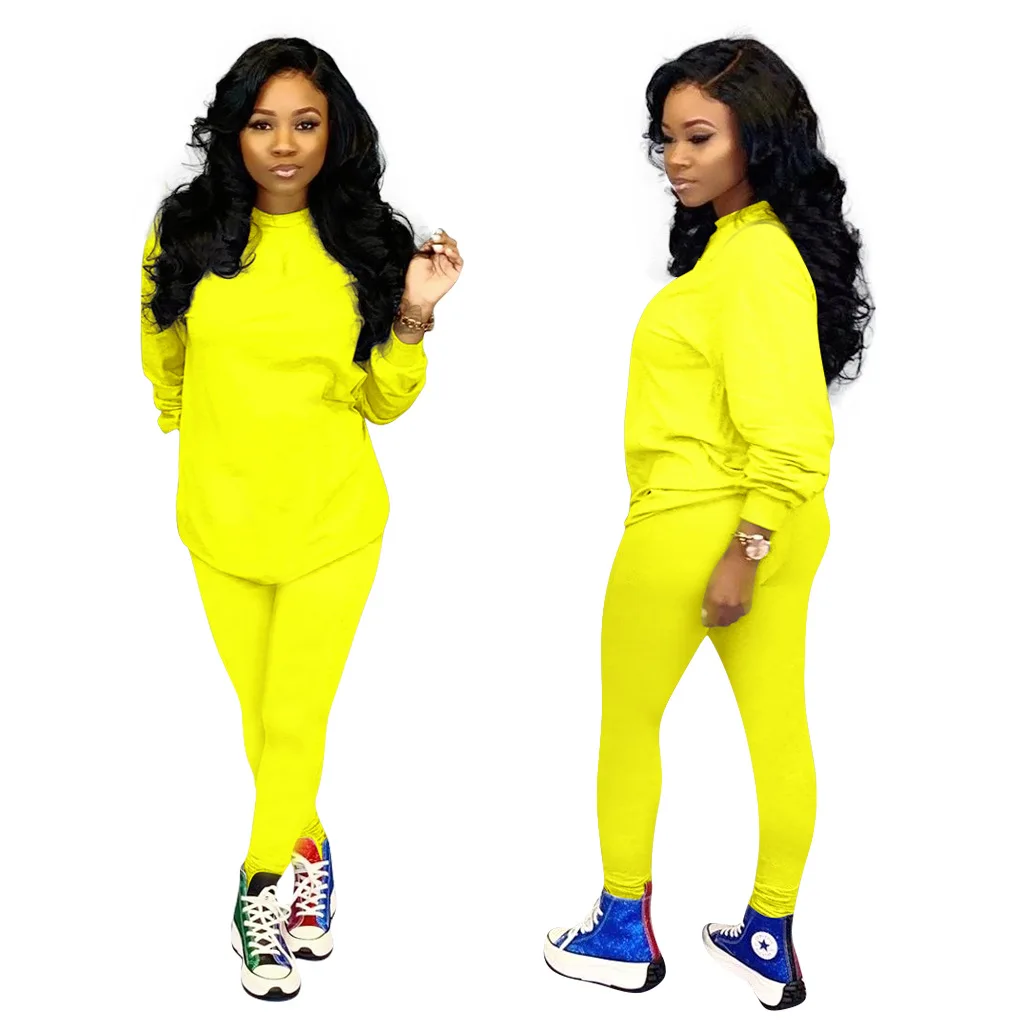 Осенний однотонный спортивный женский комплект толстовка с длинным рукавом