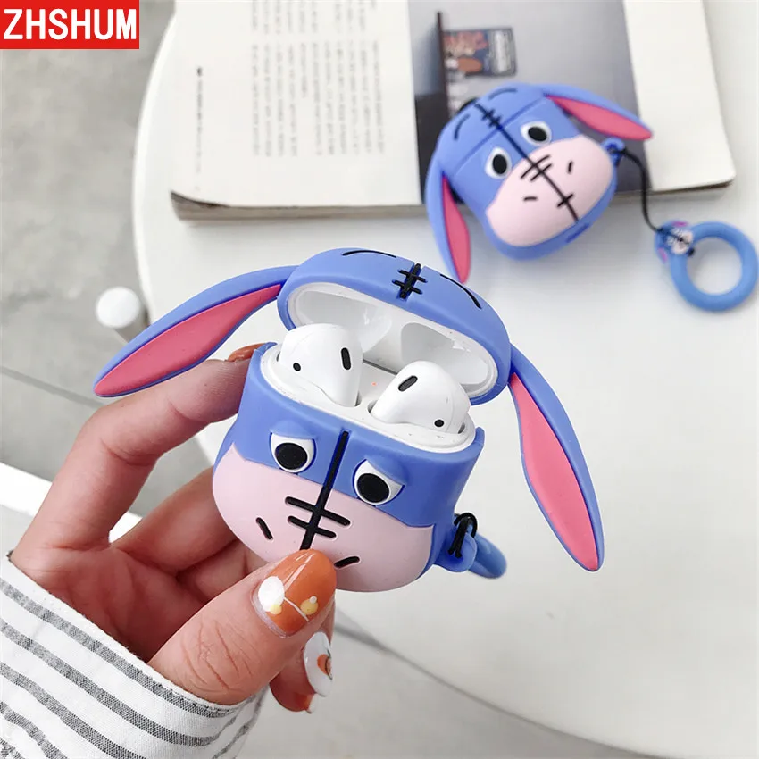 Силиконовый чехол с рисунком Ослика для наушников AirPods Box из мягкой кожи, чехол для наушников 360, полное покрытие для Apple AirPods 1 2 Shell Air Pods