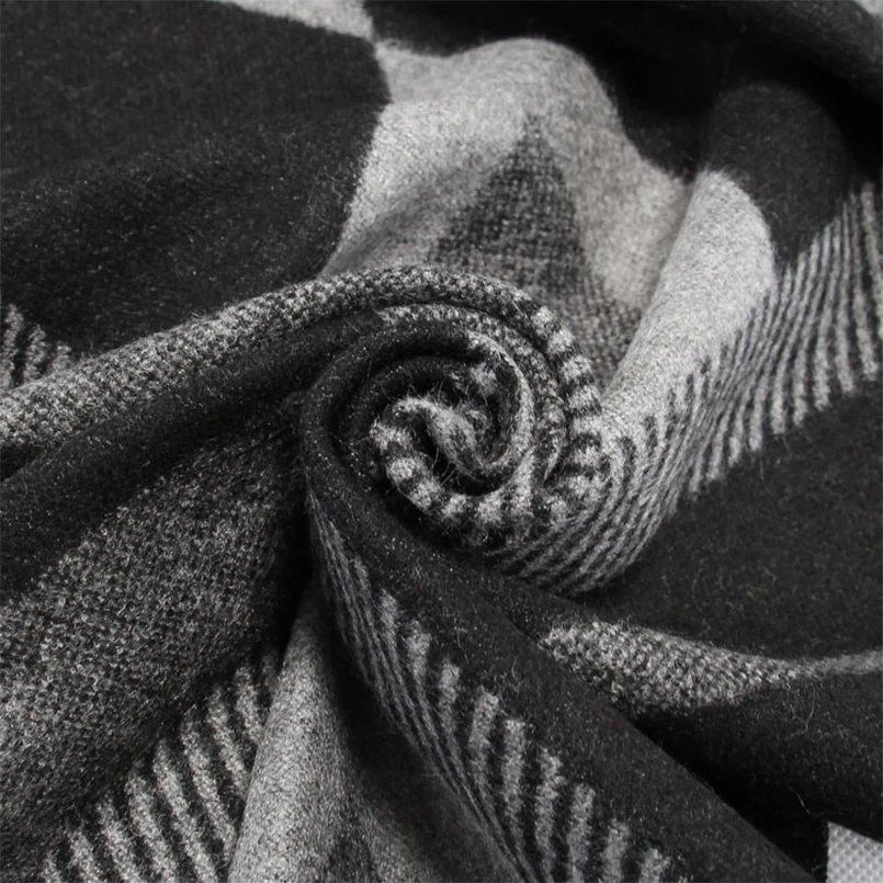 Новый мужской шарф модный ромбовидный решетка черный серый зимние кашемировые