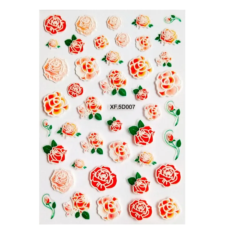 

5D Embossed Nail Stickers Brand Logo Holographic Nail Art Fake Foil Designer 3D Applique Fake Nail Decoration