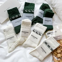new white lingge socks womens kawaii japanese retro fashion green deer female socks breathable cotton inner tube maiden socks