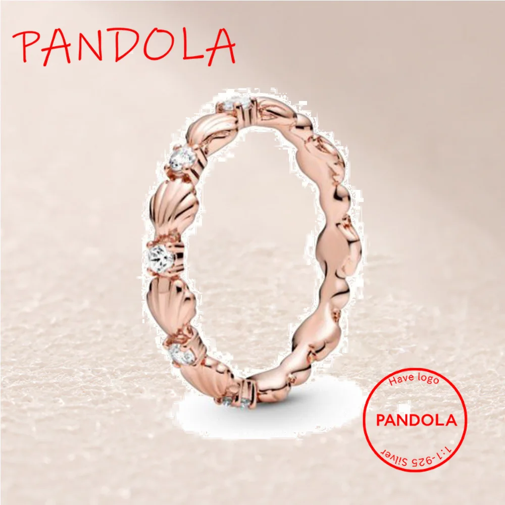 

188946C01 Rose Sparkling Seashell Band Ring
