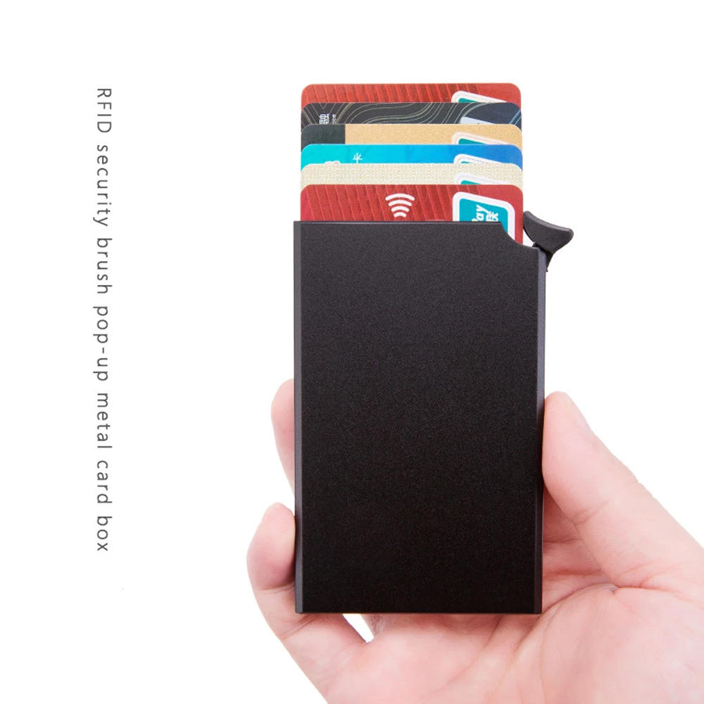 Weduoduo RFID Противоугонный держатель для карт тонкий ID кредитный держатель для карт унисекс автоматически твердый металлический кошелёк для банковских карт бизнес мини