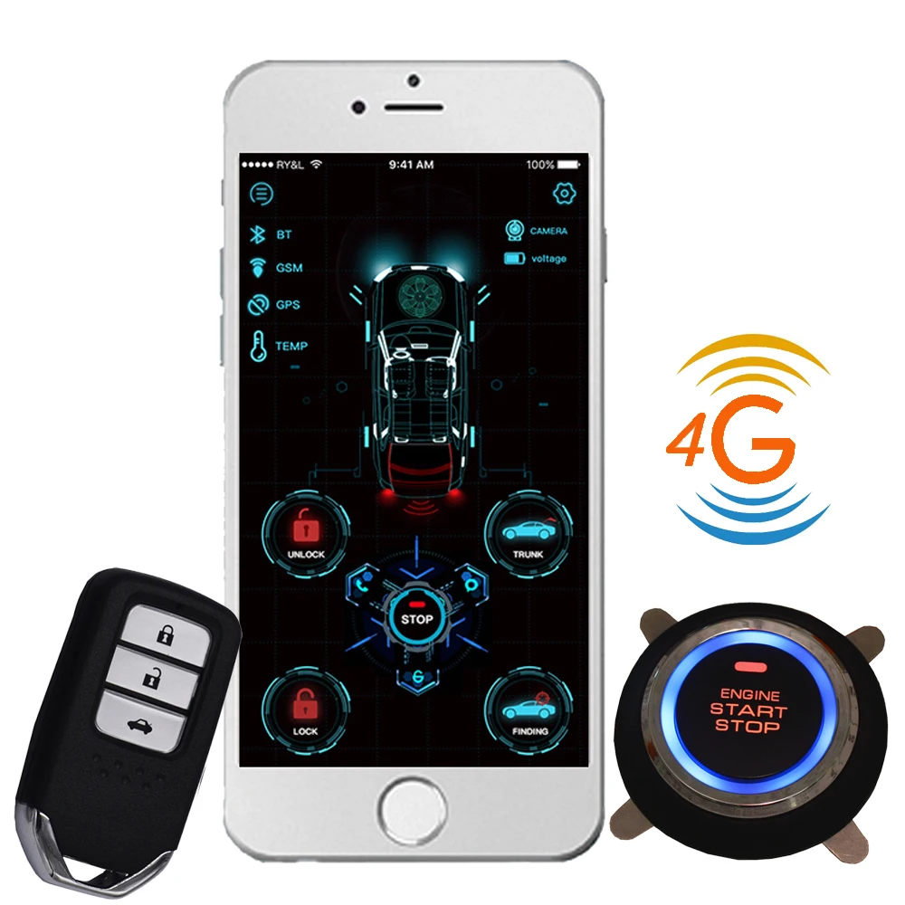 Cardot 4g БЕСКЛЮЧЕВОЙ вход gps gsm Смарт Pke удаленный стартер старт стоп двигатель Автосигнализация