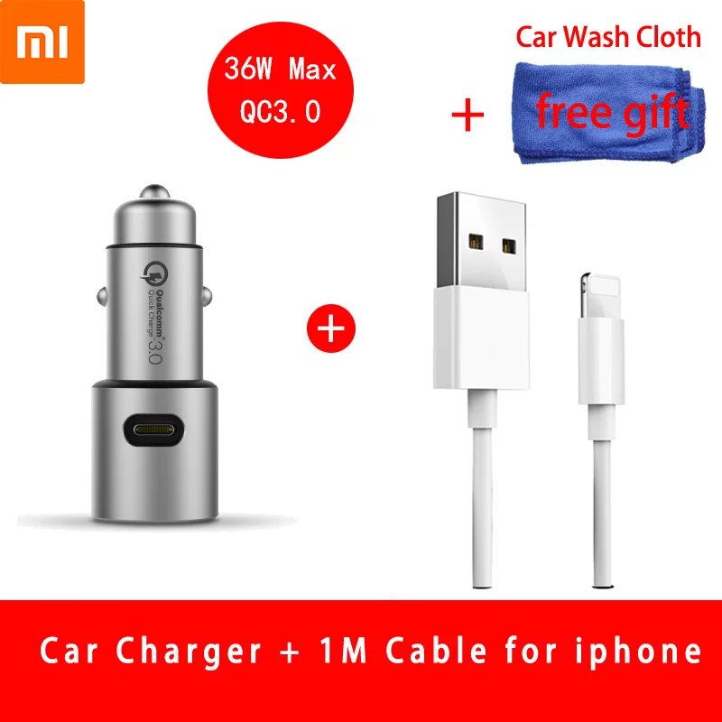 36w Charger iphone Оригинальное автомобильное зарядное устройство для Xiaomi 18 W Quick Charge mi металлический корпус Dual USB для мобильного iPhone samsung huawei Xiao mi Tablet быстрая зарядка - Тип штекера: 36w Charger iphone