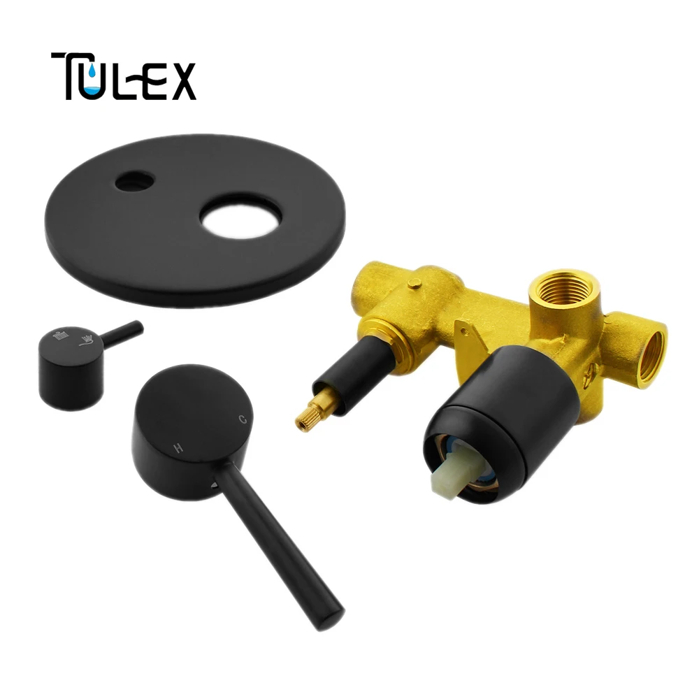 TULEX черный настенный смеситель, скрытый смеситель для душа, хромированный настенный клапан, две функции, душевой переключатель, душевой кран для ванной комнаты