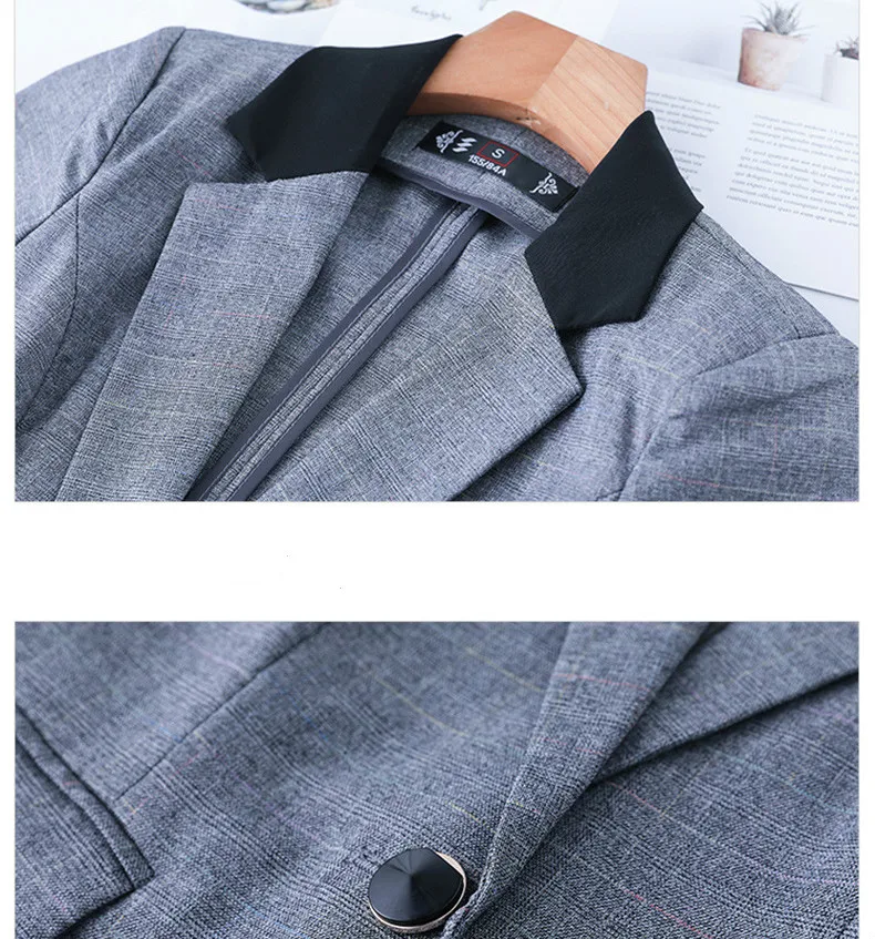 

2020 Professional interview women's skirt suits Spring and summer casual temperament slim gray lady blazer Fashion office skirt