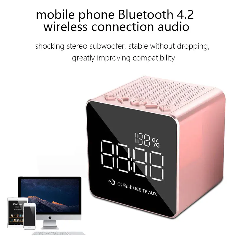 Bluetooth портативный динамик с будильником радио беспроводной цифровой HD