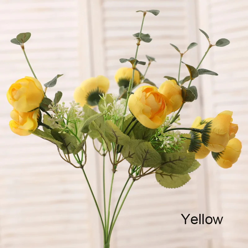 Искусственный Весенний букет из камелий с 10 головками шелковые цветы для