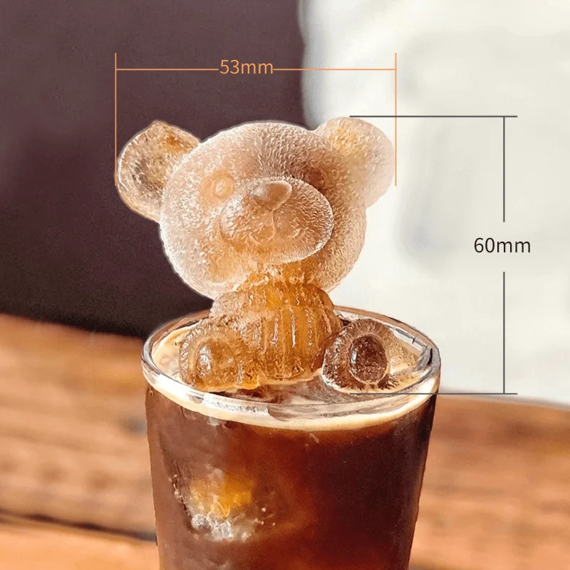 

3D Teddy Bear Ice Cube Mold 3D Mold Silicone Cute Animal Cube Mold Chocolate Mould Cake Decorating Tools Home Baking Ice Mould