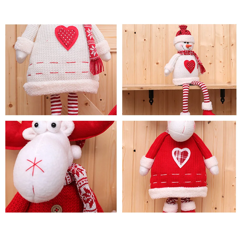 Рождественская сидячая кукла украшение с длинными ногами Санта Клаус снеговик