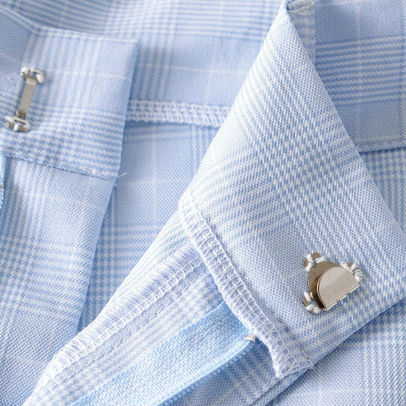 Plaid Blazer Set 2 piece set Single-breasted Short Jacket and high waist Ninth pants women's costumes Women Suits Female Sets |