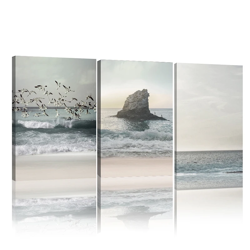 

Настенная картина в скандинавском стиле с рамкой, постеры на холсте с изображением океана, морские плакаты и принты, пляжный постер для гост...