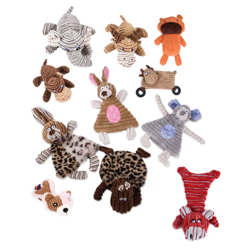 

Soft Cute Pet Dog Toys Animal Shape Cattle Rabbit Squeaky Plush Pet Toys Chew Molar Interactive Toy for Small Medium Dogs Teddy