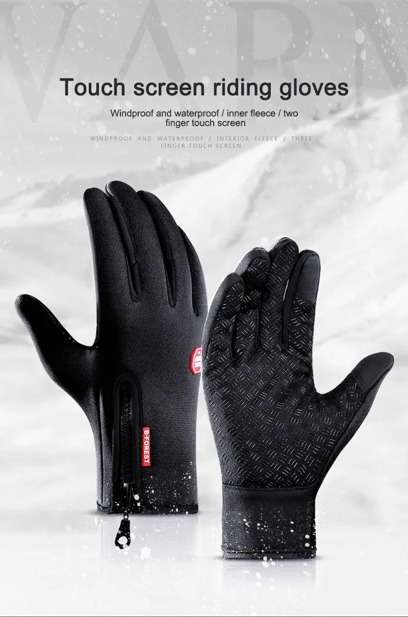 

WorthWhile Winter Cycling Gloves Bicycle Warm Touchscreen Full Finger Gloves Waterproof Outdoor Bike Skiing Motorcycle Riding