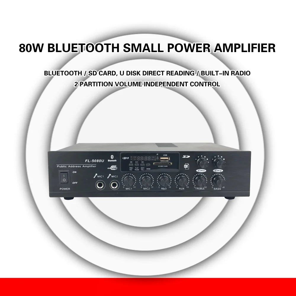 FL-5080U 80 Вт 2 зоны усилитель bluetooth усилитель мощности мини-усилитель звука bluetooth система общественного адреса