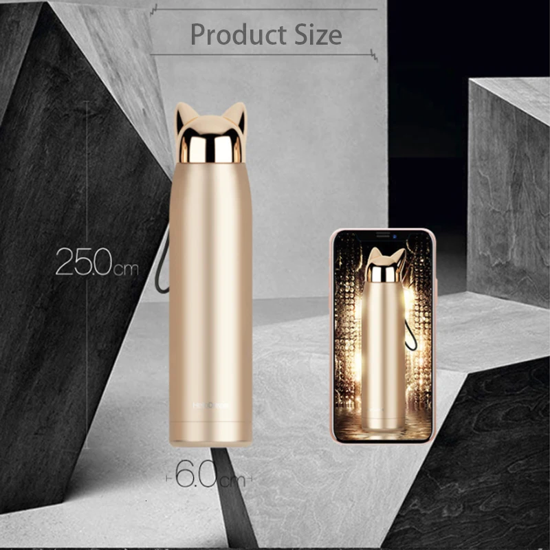 320 мл с двойными стенками термос Кот лисьими ушками Термальность Кофе Чай молоко