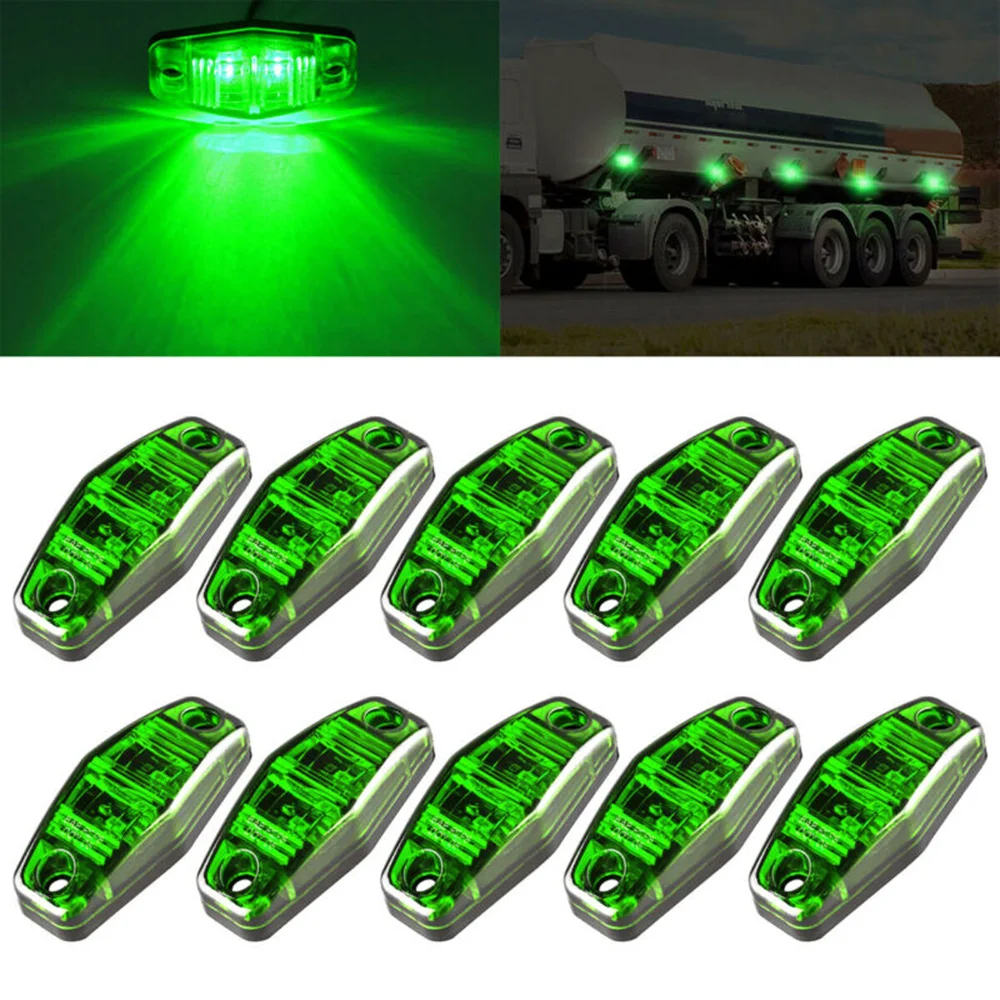 

10pcs 2.5" Green LED For Truck Bus Trailer Side Marker Indicators Lights 12V-24V New And High Quality