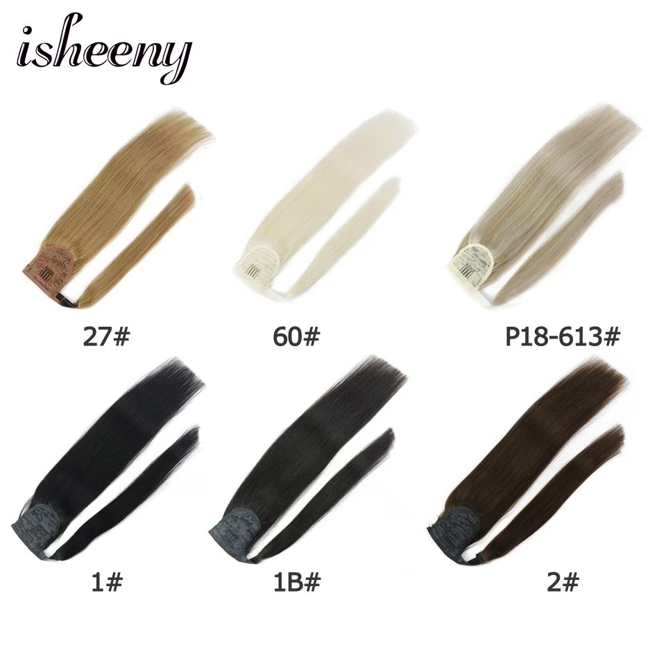 Isheeny Человеческие волосы Remy конский хвост для наращивания 1" 18" 2" человеческие волосы для наращивания на заколках
