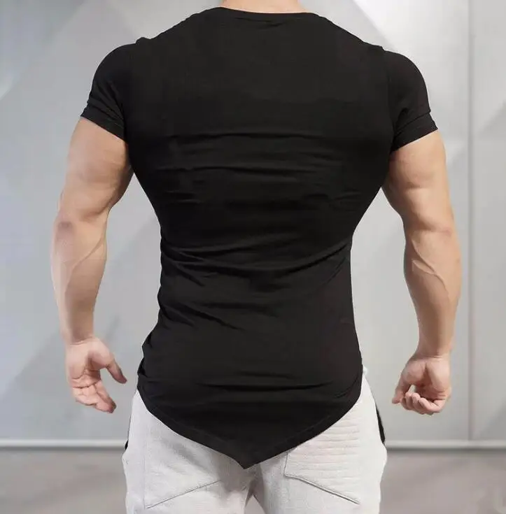 Мужская хлопковая Повседневная дышащая толстовка Асимметричная футболка для