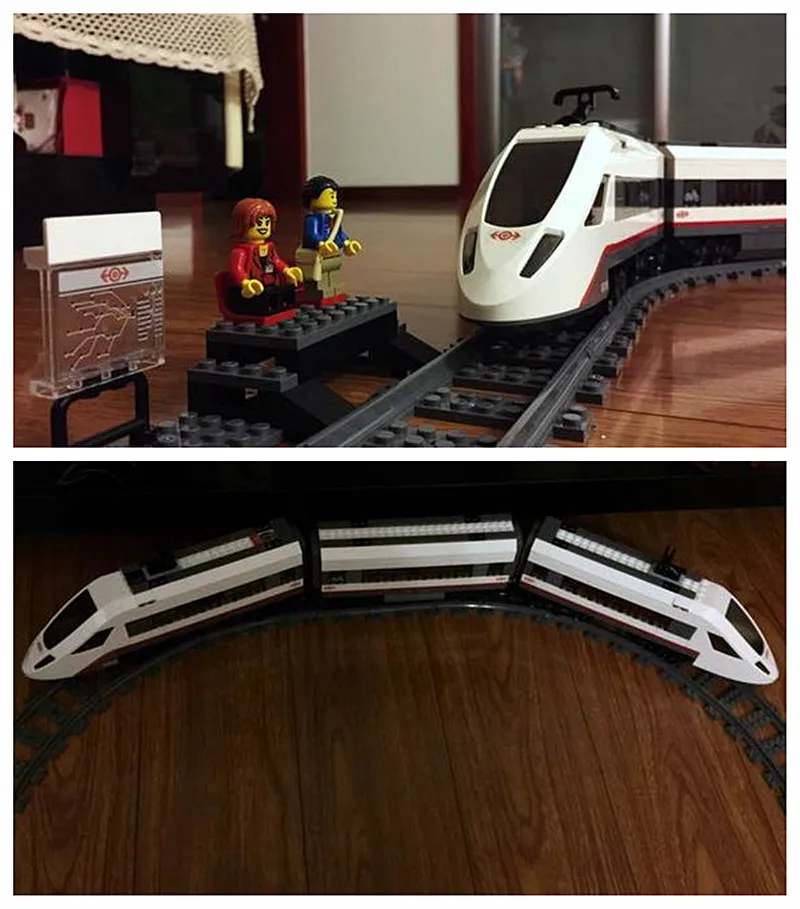 RC город высокоскоростной пассажирские железнодорожные кирпичи 60051 Technic пульт дистанционного управления поезда модели строительные блоки игрушки для детей Подарки 02010