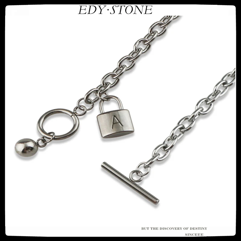 EDY  21SS New AMB Hip Hop Punk Personality Key Lock Pendant Metal Ball Clavicle Chain Necklace For Men Women Girls Jewelry
