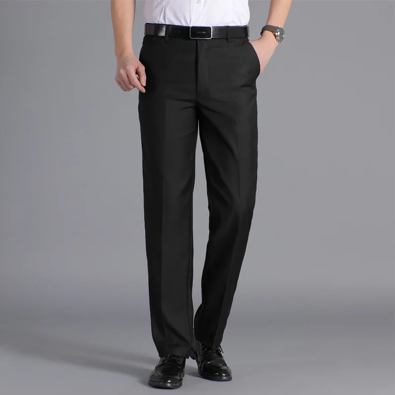 

HOHO 2020 Spring And Summer Men Solid Color Thin Suit Pants High-waisted Loose-Fit Straight-leg Pants