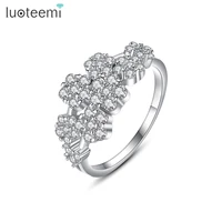 luoteemi shiny cubic zircon rings for women girls flower statement ring fashion jewelry dating party birthday christmas gifts