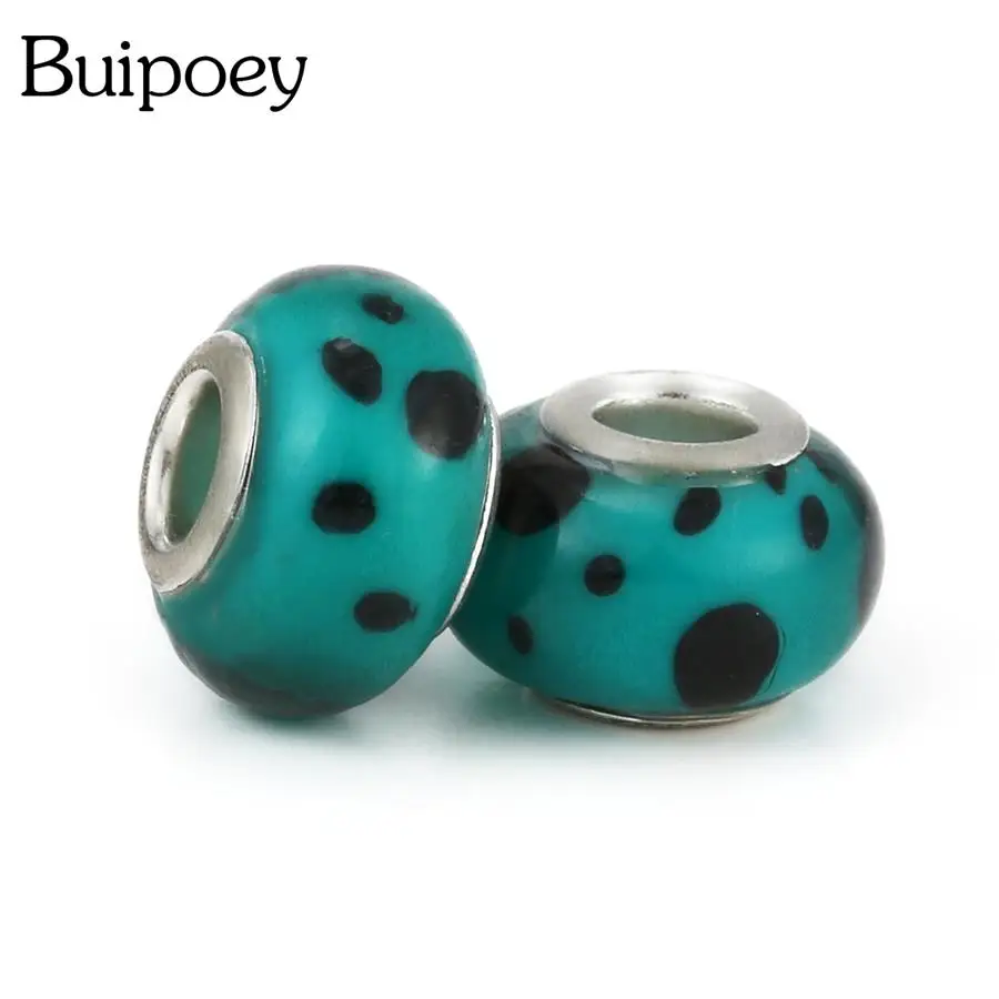 

Buipoey 2pcs Quality Black Speckled Green Acrylic Bead Big Hole Straight Beaded Diy Bracelet Necklace Jewelry Making Accessory