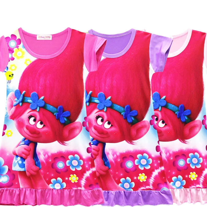 Платье с троллями для маленьких девочек вечерние платья из шелка Маком детская