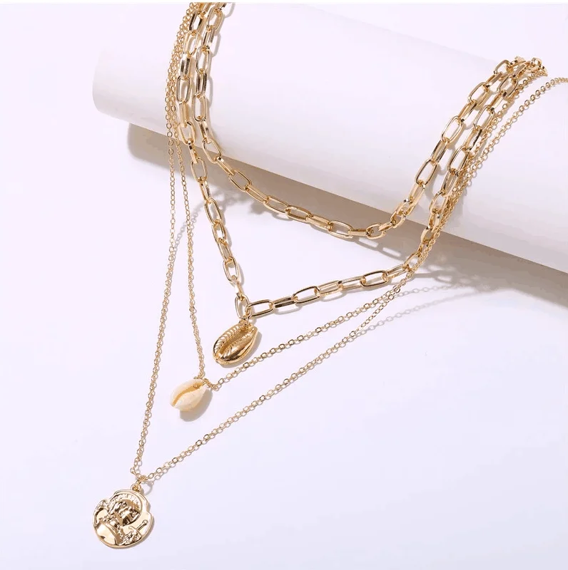 Богемное массивное многослойное ожерелье s для женщин портретное круглое с