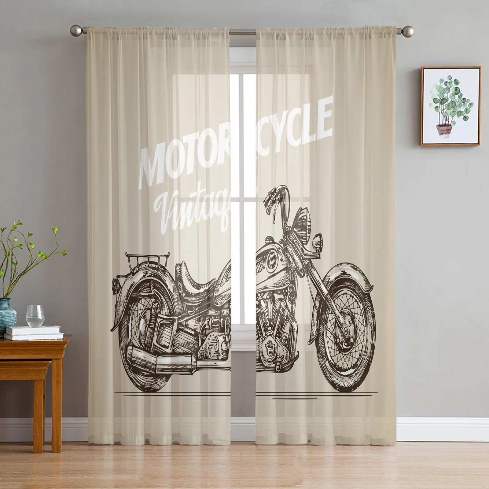 

Роскошные винтажные мотоциклетные тюлевые занавески, современные шторы из шифона для гостиной, кухни, спальни, прозрачные балдахины