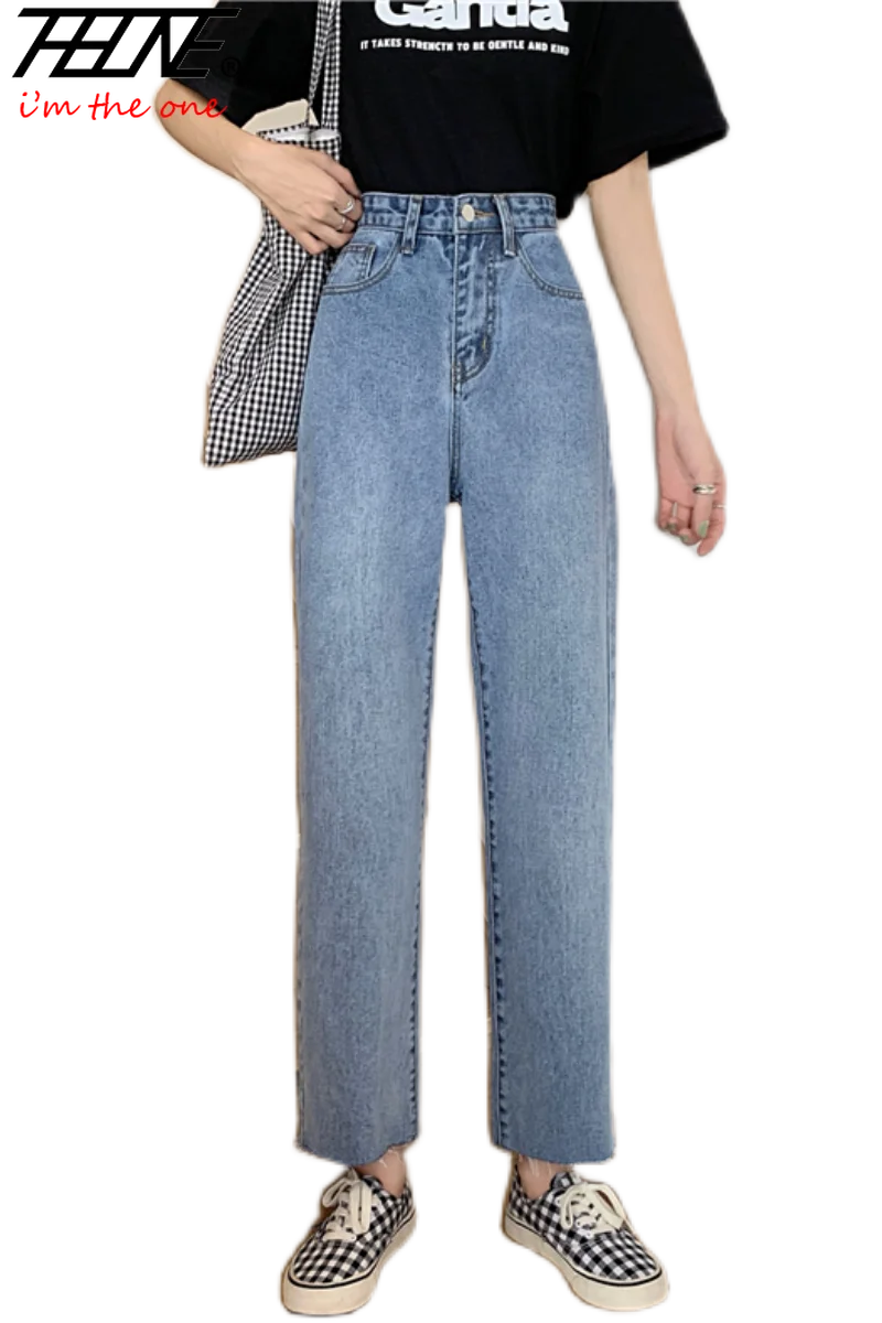 

THHONE Women's Mom Jeans Pants Fashion High Waist Denim Pants Classic Jeans Casual Trousers Female Pantalones Vaqueros Mujer