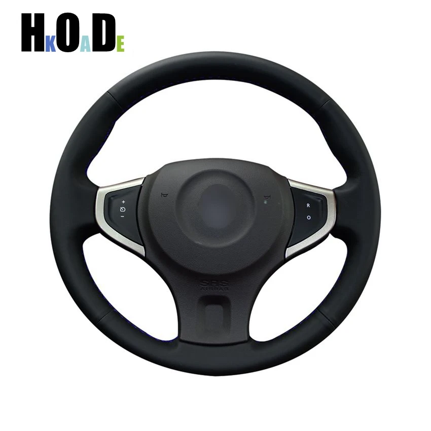 Черный искусственный кожаный чехол для рулевого колеса ручной работы автомобиля