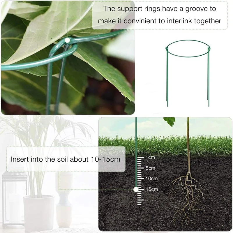 

12Pcs Plant Support Pile Metal Garden Plant Pile Green Semicircle Plant Support Ring Flower Arrangement Fixing Rod