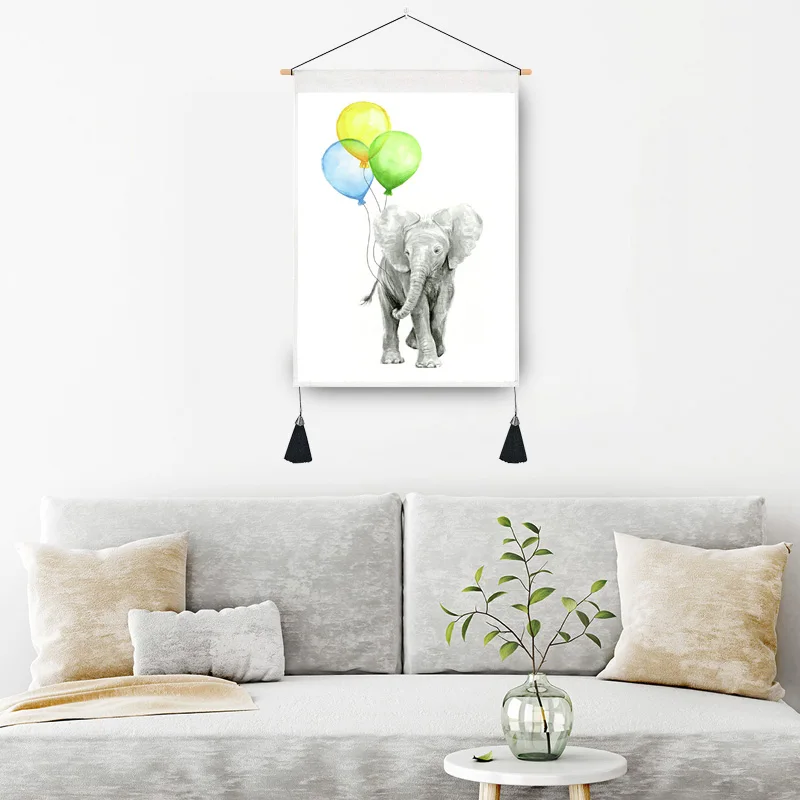 Современная Художественная живопись Красочный Слон холст печать подвесная