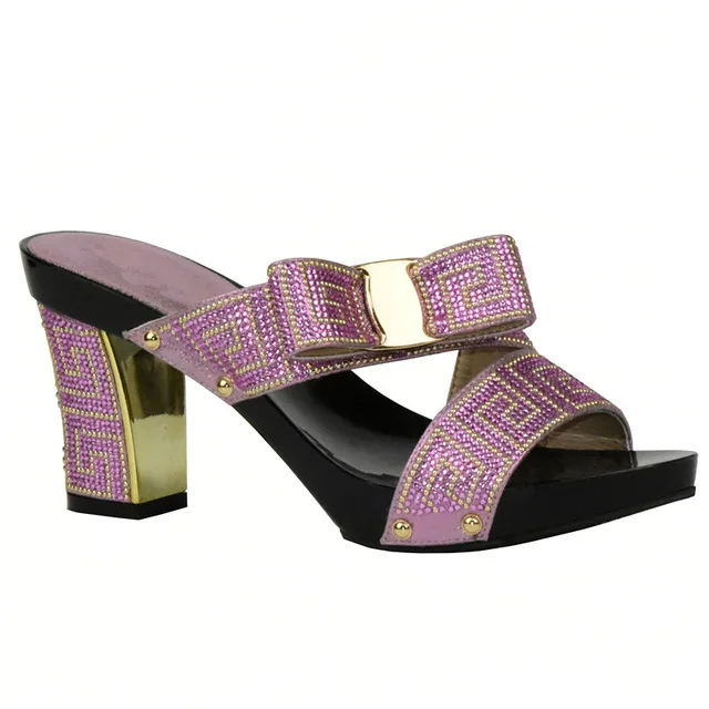 Pink shoes only Женские комплекты из итальянских туфель и сумочки в африканском стиле Женский комплект из обуви и сумки фиолетового цвета, итальянский комплект из обуви и сумки, украшенный камнями - Цвет: Pink shoes only