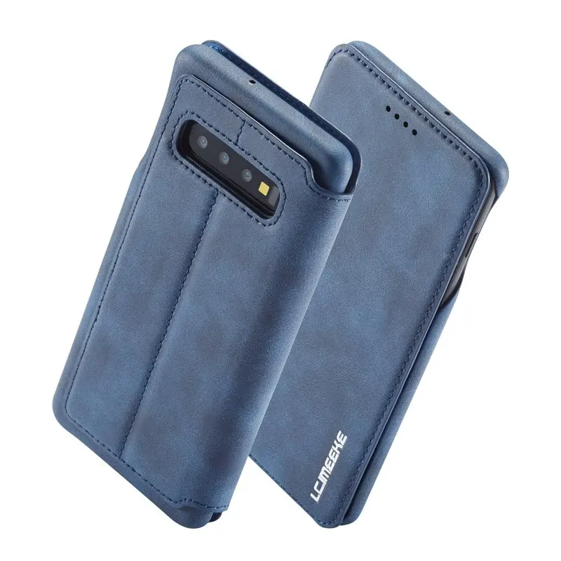 Blue Роскошный защитный чехол-книжка из искусственной кожи чехол для samsung Galaxy Note 10 плюс 9 8 S8 S9 S10 плюс S10e S10 5G S7 край A50 A70 A30 A20 A40 Чехол-бумажник - Цвет: Blue