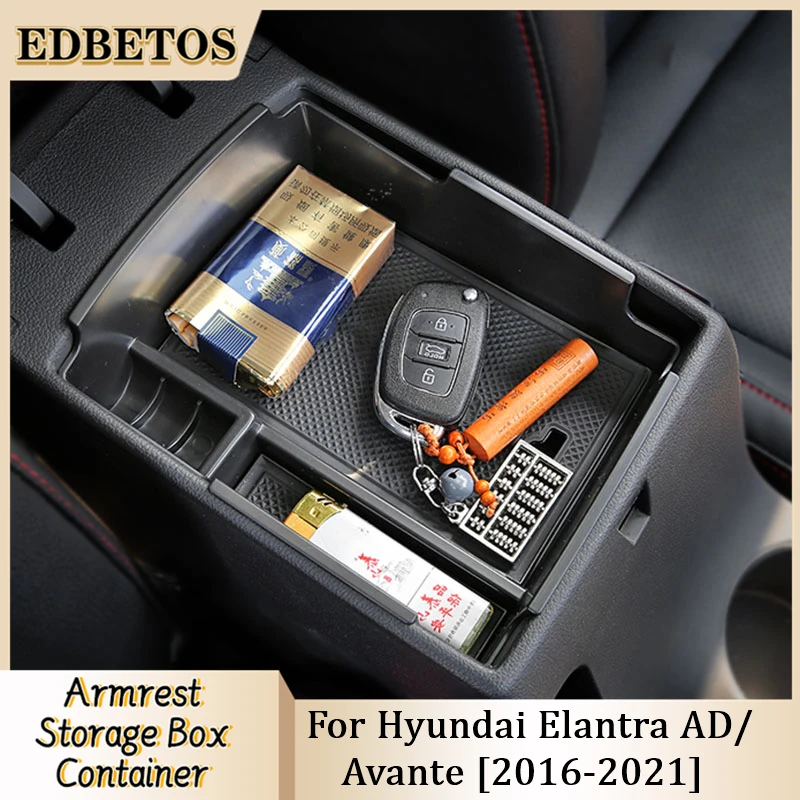 

Car Storage Box,Plastic with Silica Mats Armrest Box Car For Hyundai Elantra AD/Avante 2016 2017 2018-2021 Organizer Storage Box