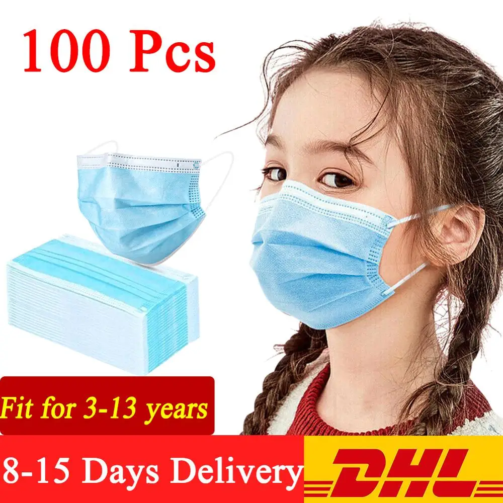 100 шт. детская маска 3 слоя одноразовая для рта нетканые противопылевые маски лица