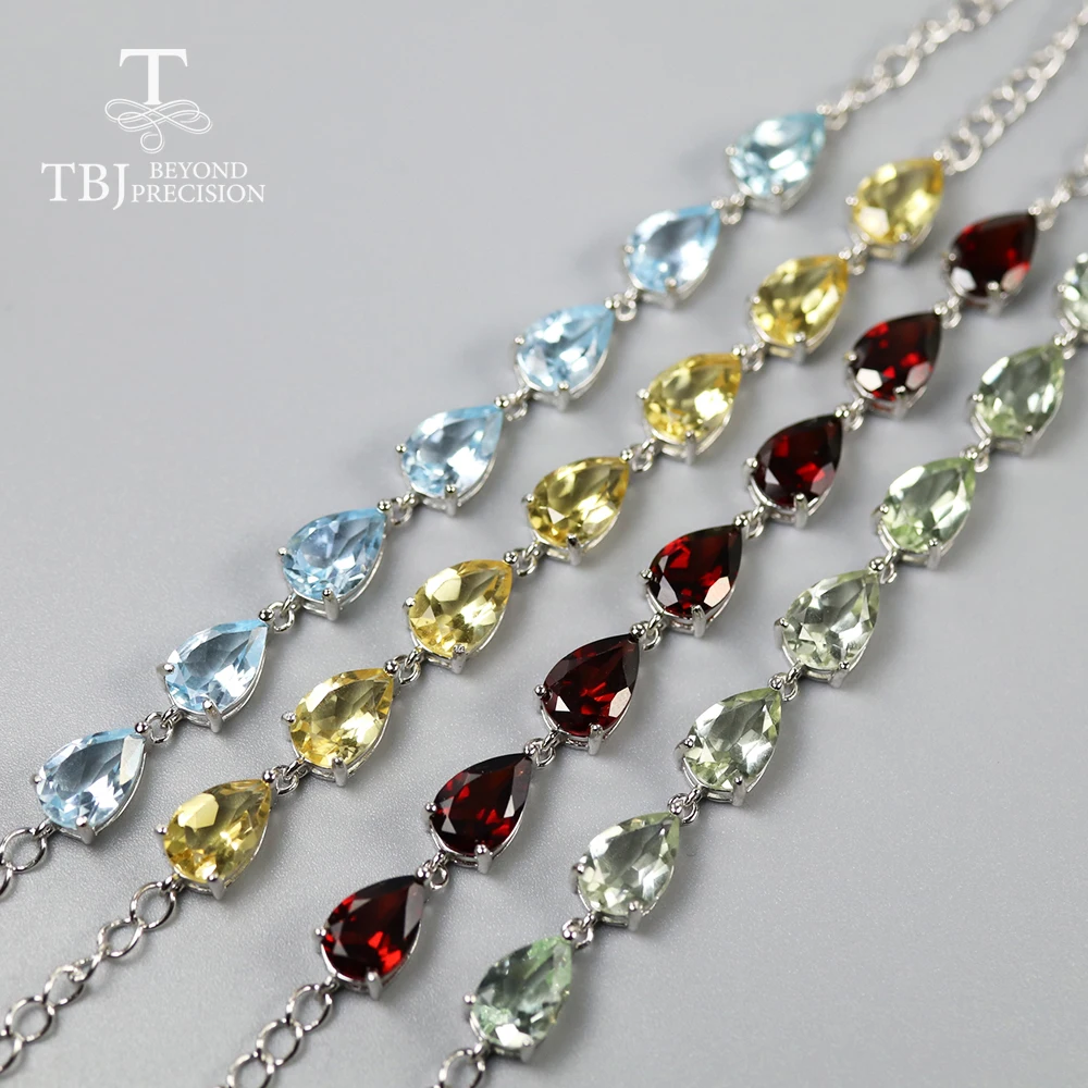 Браслет из 100% натуральных драгоценных камней небесно голубой топаз цитриновый