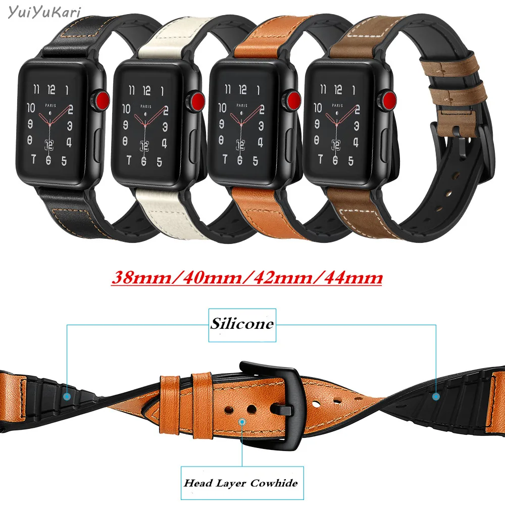 Кожаный ремешок для apple watch band 4 44 мм 40 (наручных часов iwatch 5) браслет серии 3/2/1 42 38