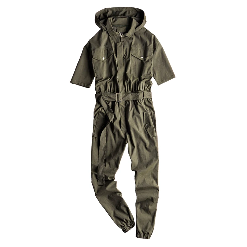 2019 Модные мужские комбинезоны с коротким рукавом мужской комбинезон на молнии