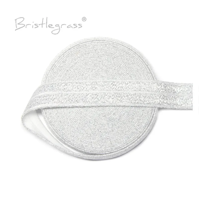 BRISTLEGRASS 5 ярдов 5/8 &quot15 мм Серебристые блестящие белые складные эластичные ленты из