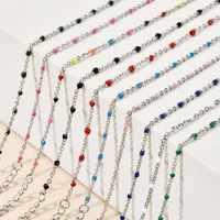 zmzy 1set link stainless steel chain enamel beads bracelets necklaces set women wholesale bracelet charms jewelry making