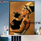 5D алмазная живопись, вышивка крестиком, египетская женщина и священная черная кошка, семейный декор стен